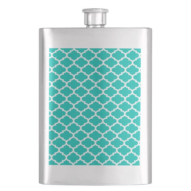 Teal White Moroccan Quatrefoil Trellis Mönster #2 Fickplunta (Framsidan)