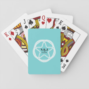 Teal White Pearl Star Bröllop Möhippa Favoriter Casinokort
