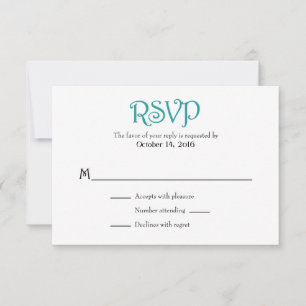 Teal White Plain Simple Bröllop OSA Cards Kort
