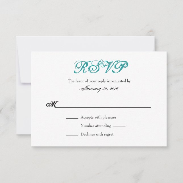 Teal White Plain Simple Bröllop OSA Cards Kort (Framsida)