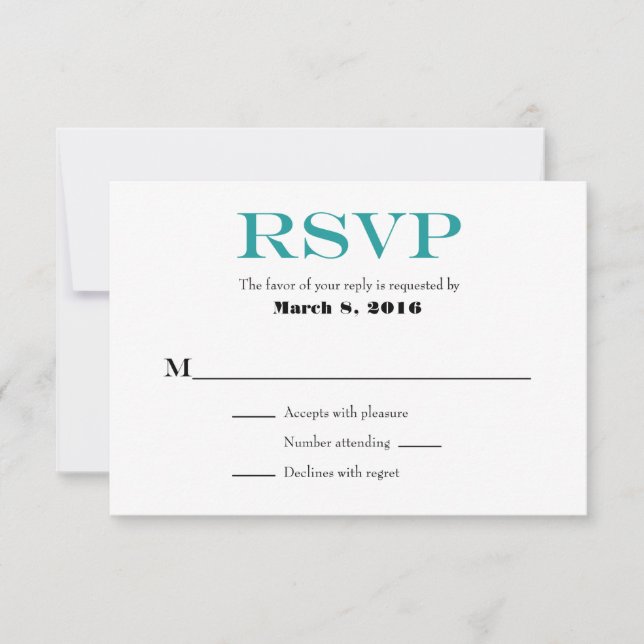 Teal White Plain Simple Bröllop OSA Cards Kort (Framsida)