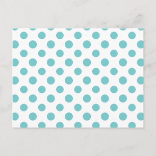 Teal White Polka dots Mönster Vykort