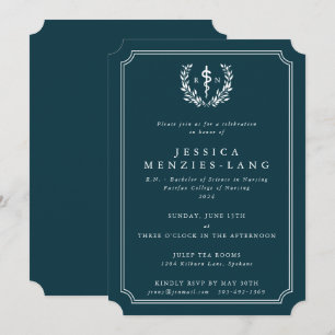 Teal/White Registered Nurse Asclepius Studenten Inbjudningar