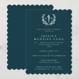 Teal/White Registered Nurse Asclepius Studenten Inbjudningar