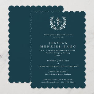 Teal/White Registered Nurse Asclepius Studenten Inbjudningar