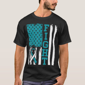 Teal White Ribbon Flagga T Shirt