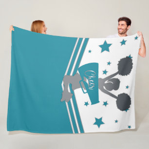 Teal White Silver Stars Cheer Cheer-Leaders Girls Fleecefilt