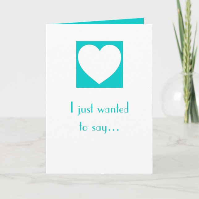 Teal white simple eart Valentine's day card Helgkort (Framsida)
