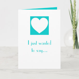 Teal white simple eart Valentine's day card Helgkort
