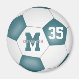 Teal White Soccer Team färg Magnet