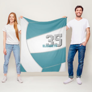 Teal White volleyball Team färg eget namn Fleecefilt