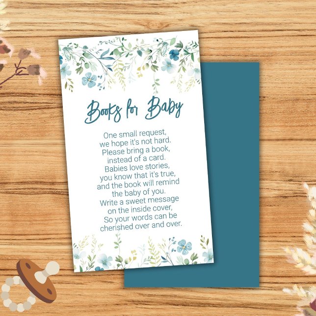 Teal WildblommBoy Baby Shower Bokar för Baby Tilläggskort (Skapare uppladdad)