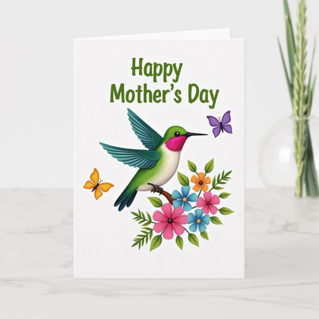 Teal Wings Mothers Day Card Kort (Framsida)