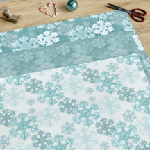 Teal Winter Ice Snowflake Mönster Trio Jul