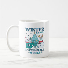 Teal Winter Kisses & Snowflake Önskemål Cute Kaffemugg