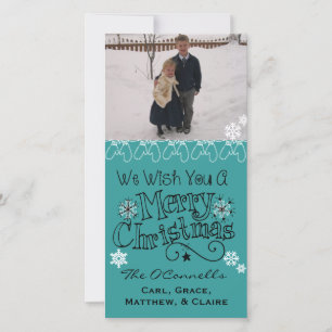 Teal Wish You God jul Photo Card Julkort