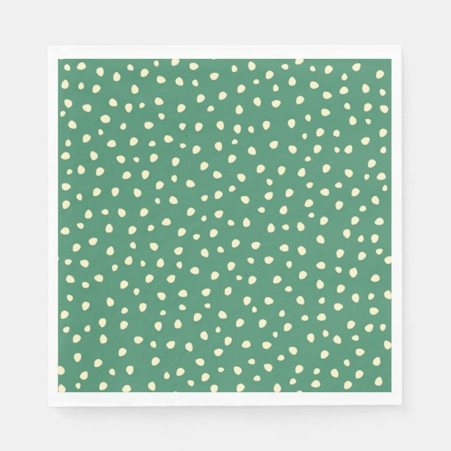 Teal with Beige Dots Papper Pappersservett (Framsidan)