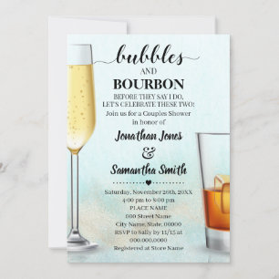 Teal with Guld Bubbles & Bourbon Ocean Shower Inbjudningar