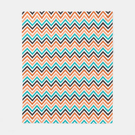 Teal with Orange Tones chevron mönster Fleecefilt