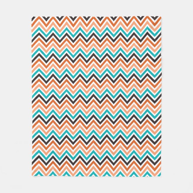 Teal with Orange Tones chevron mönster Fleecefilt (Framsidan)