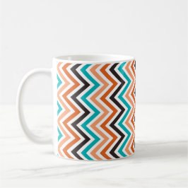Teal with Orange Tones chevron mönster Kaffemugg