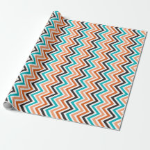 Teal with Orange Tones chevron mönster