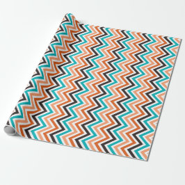 Teal with Orange Tones chevron mönster Presentpapper