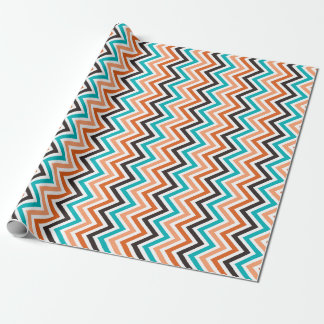 Teal with Orange Tones chevron mönster Presentpapper