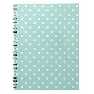 Teal with White Polka dots Anteckningsbok Med Spiral
