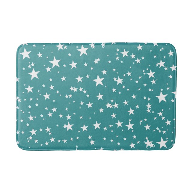 Teal with White Stars Badrumsmatta (Framsidan)