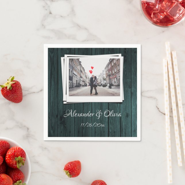 Teal Wooden Photo Möhippa Napkins Pappersservett (Insitu)