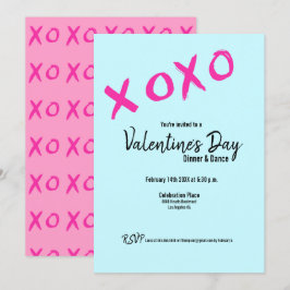 Teal XOXO rosa Valentiness Middag Party Inbjudningar