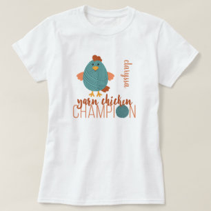 Teal Yarn Chicken Champion T Shirt