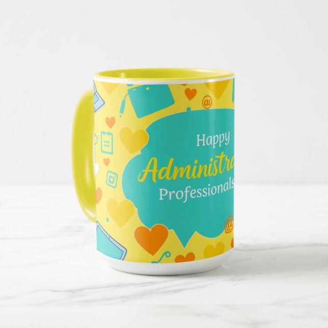 Teal Yellow Admin Professionals Day Icons Mugg (Framsida vänster)