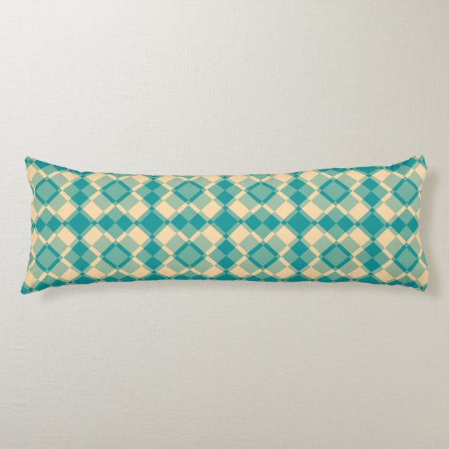 Teal Yellow Checker Argyle Pattern Kroppskudde (Framsidan)