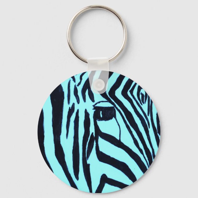 Teal Zebra Keychain Nyckelring (Framsida)