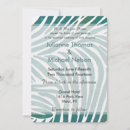 Teal Zebra tryck Bröllop Inbjudningar