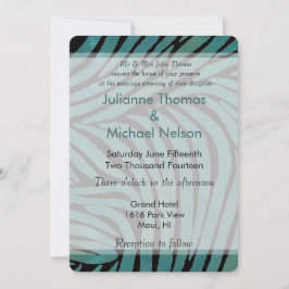 Teal Zebra tryck Bröllop Inbjudningar