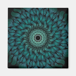 Teal Zentangle/Mandala Square Magnet
