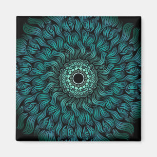 Teal Zentangle/Mandala Square Magnet