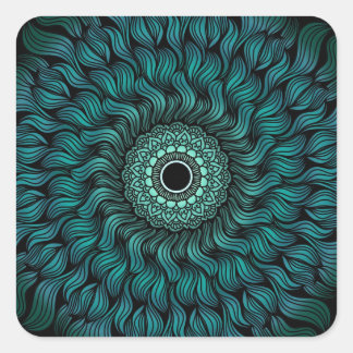 Teal Zentangle/Mandala Sticker Fyrkantigt Klistermärke