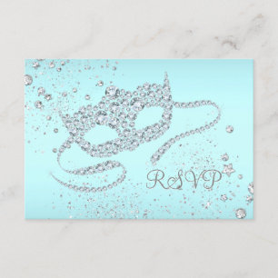 Tealblå diamalmaskerad festanmälan OSA kort