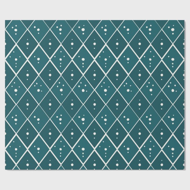 Tealblå Diamant Modern Skandinavisk Presentpapper (Platt)