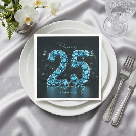 Tealblå diamontedelsten Glam 25-årsdag Pappersservett