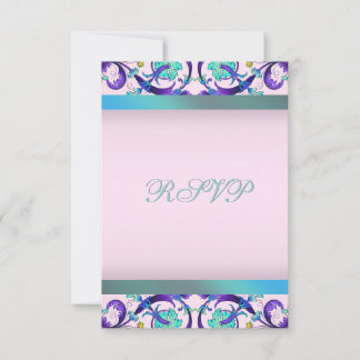 Tealblå lila rosa RSVP-mall OSA Kort
