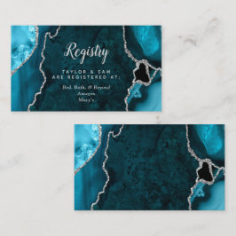 Tealblå och silveraktig Agatbröllopsregistrering Tilläggskort