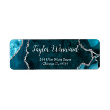 Tealblå och silverfärgad Agate-marmor Födelsedagsf