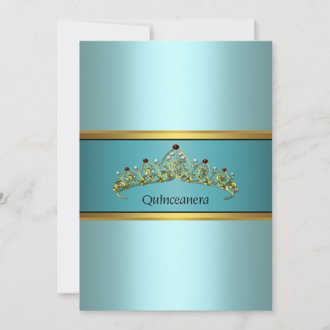 Tealblå prinsessa Quinceanera-inbjudningar Inbjudningar (Framsida)