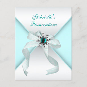 Tealblå Quinceanera Inbjudningar