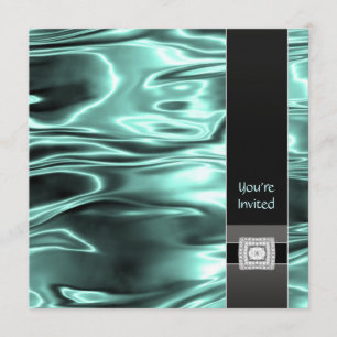 Tealblå Svart Satin Teal Partsmall Inbjudningar